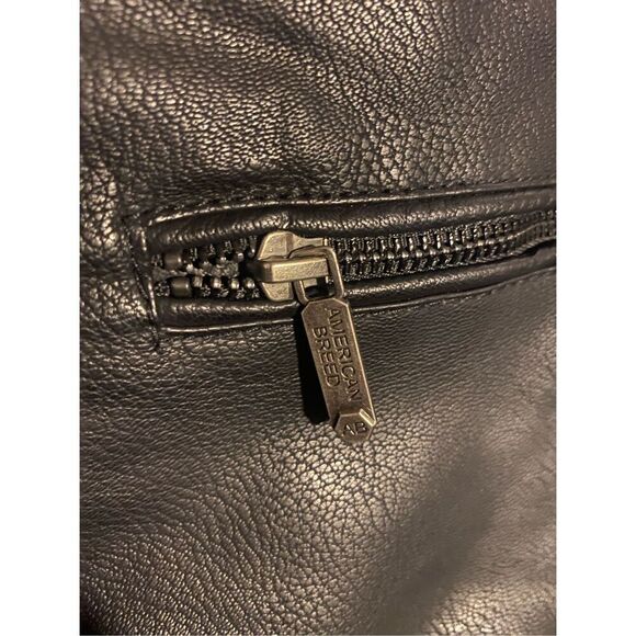 American Breed Mens Black Lined Motorcycle Coat Leather Jacket Size Small NWT - Picture 4 of 7